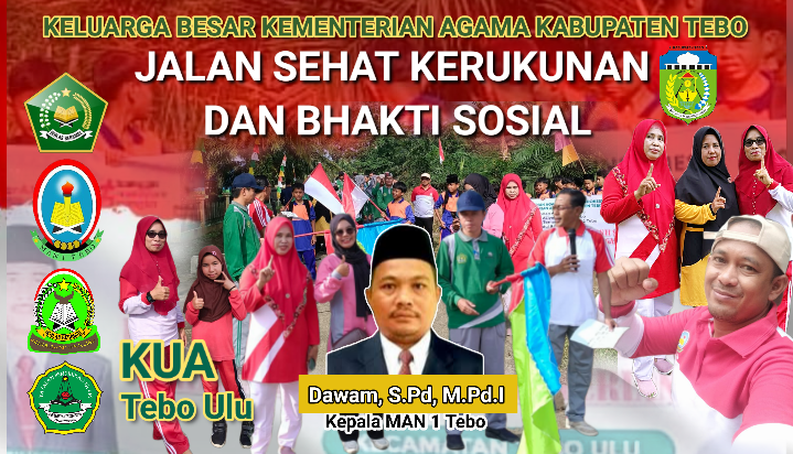 KEMENAG TEBO GELAR JALAN SEHAT KERUKUNAN DAN BAKTI SOSIAL DI TEBO ULU